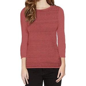 Buffalo David Bitton Sweater Sz Large Pink Boho Textured Knitted 3/4 Sleeves Top